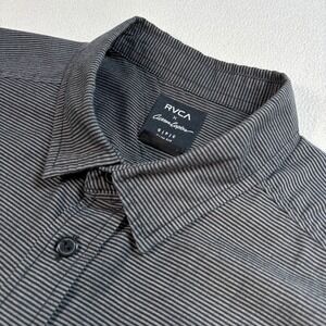 RVCA x Curren‎ Caples Shirt Men's S Gray Stripe Pocket Button Down MJ505CUR